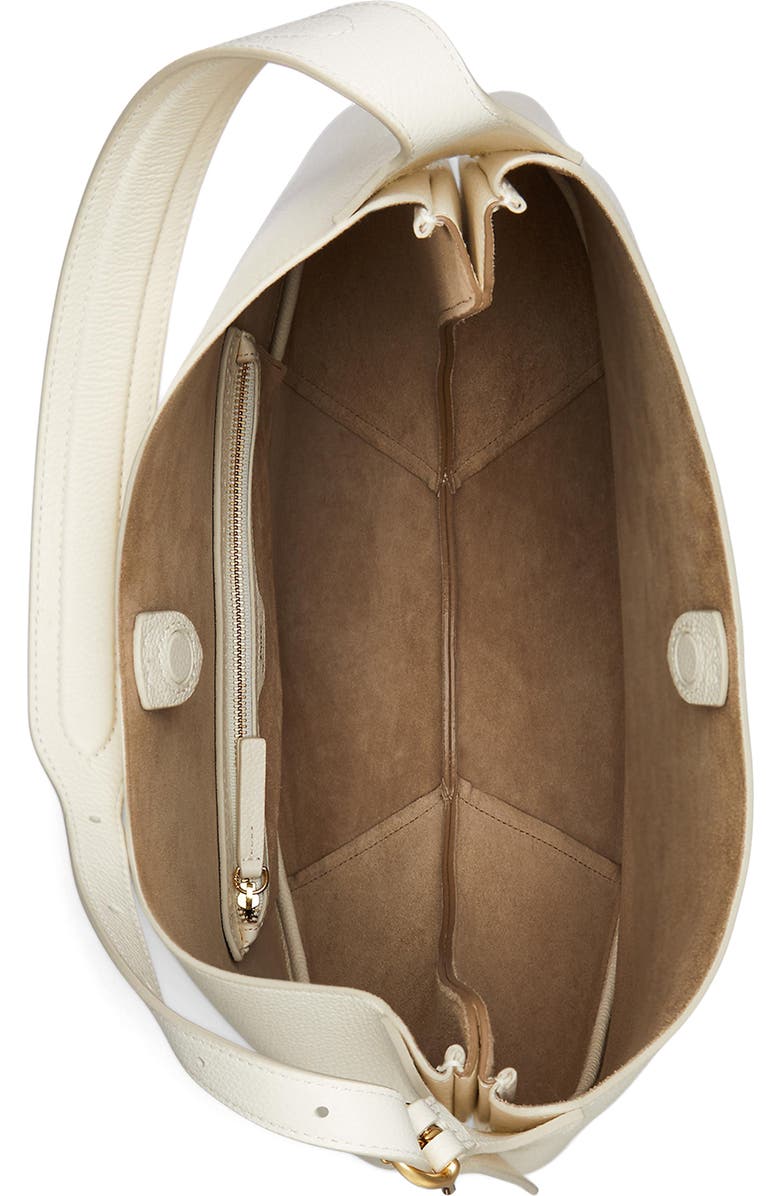 Polo Ralph Lauren Small Polo ID Leather Shoulder Bag, Alternate, color, Ivory