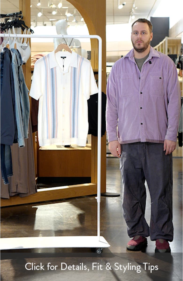 Silas Stripe Knit Cotton Blend Camp Shirt, sales video thumbnail