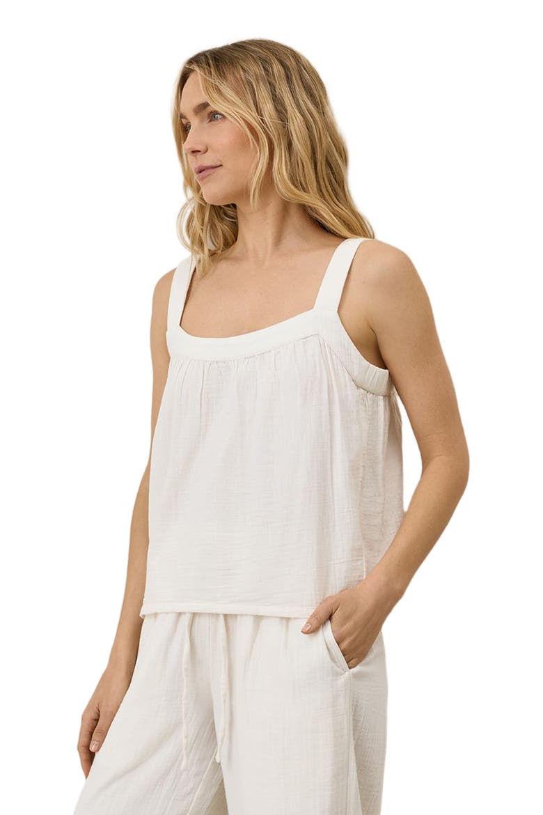 Organic Cotton Double Gauze Square Neck Cami, Alternate, color, Sea Salt