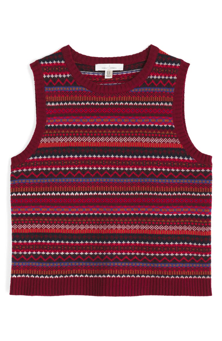 Seasalt Cornwall Percella Cove Merino Wool Blend Sweater Vest, Alternate, color, Star Jasmine Carmine Nutmeg