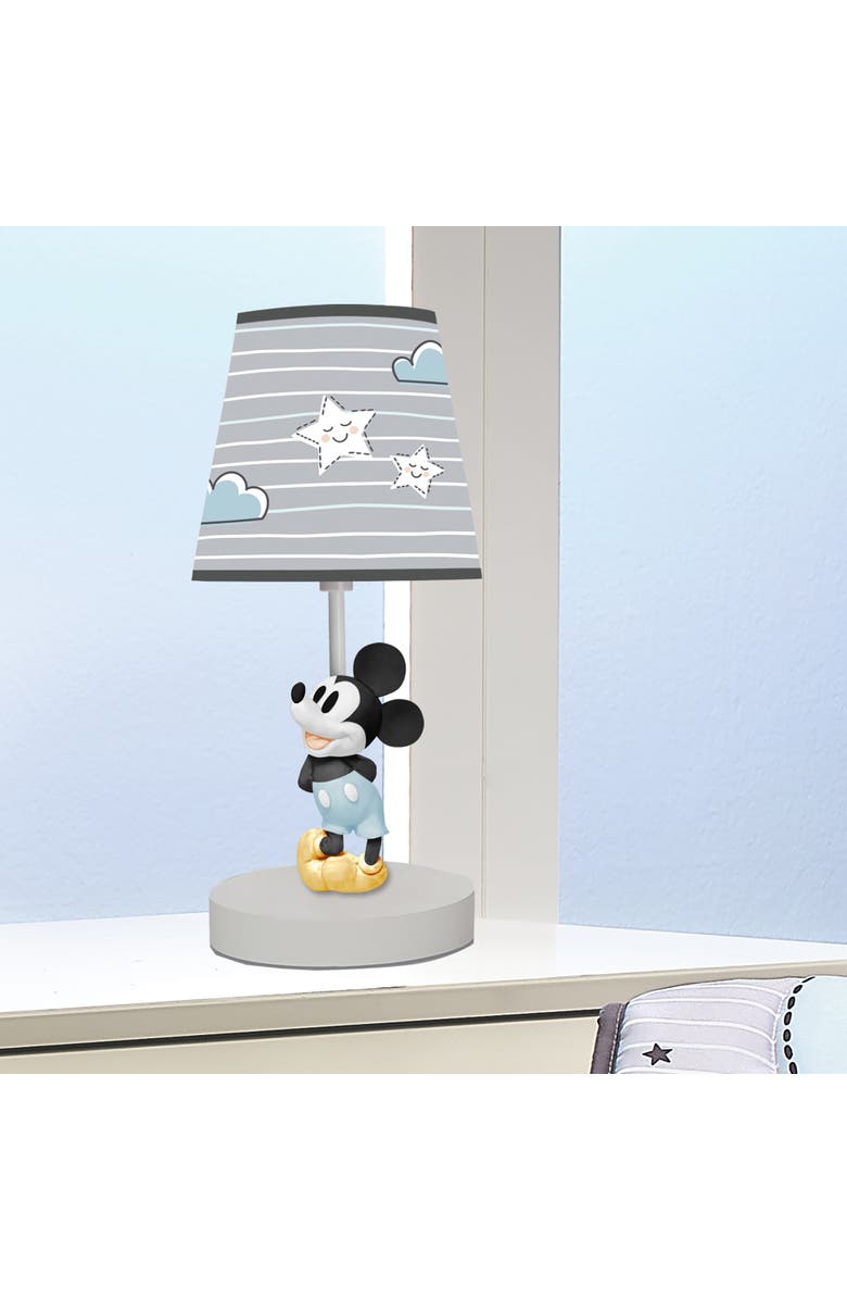 Lambs & Ivy Disney Baby Moonlight Mickey Mouse Lamp with Shade & Bulb, Alternate, color, Gray