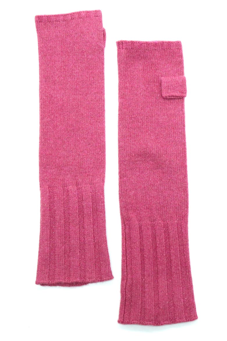 Cashmere Fingerless Gloves, Main, color, FLAMINGO
