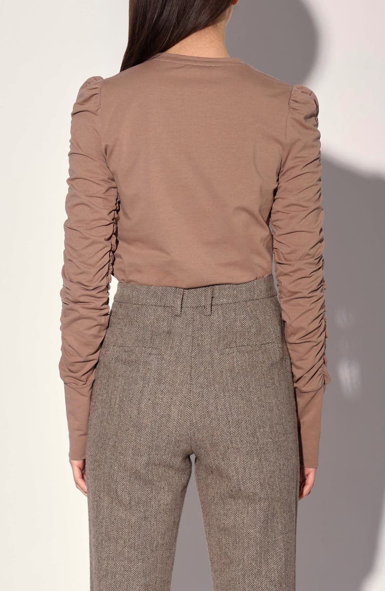 Walter Baker Dot Ruched Long Sleeve Top, Alternate, color, Brownstone