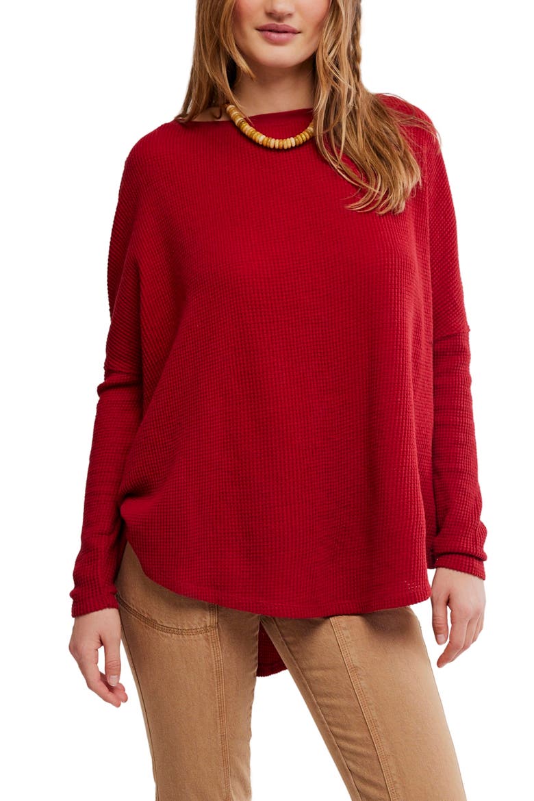Latte Blue Oversize Thermal Top, Alternate, color, RICHEST RED