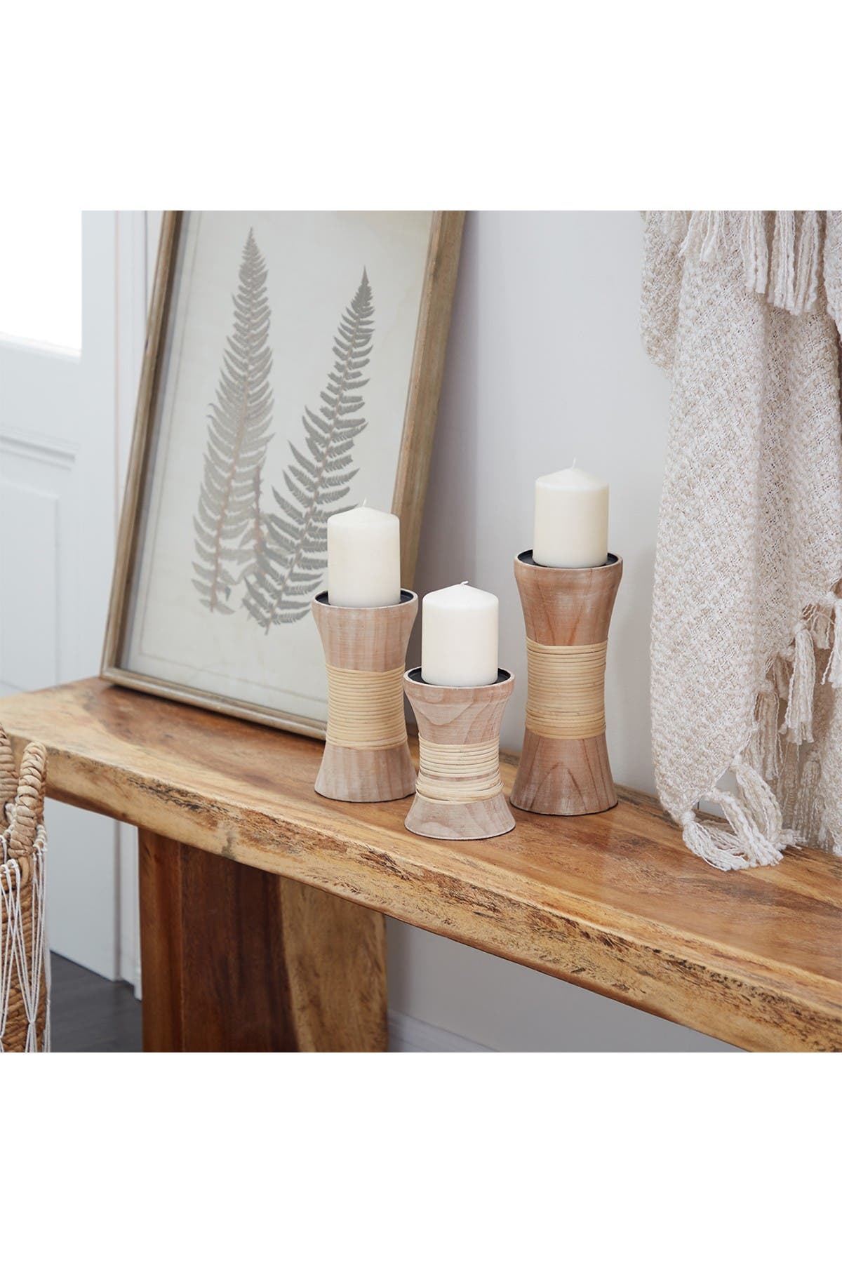 GINGER BIRCH STUDIO Brown Pine Coastal Candle Holder - Set of 3