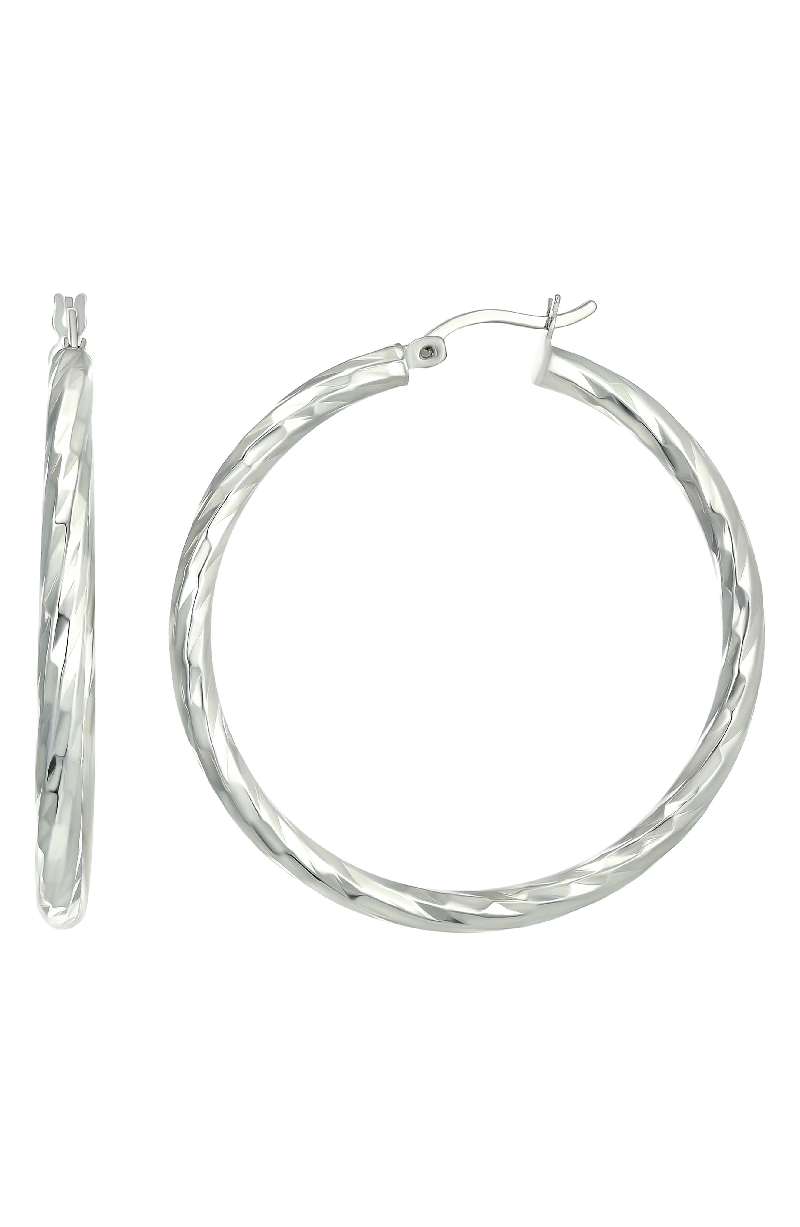 40mm Sterling Silver Rope Twist Hoop Earrings