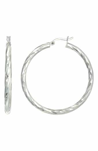 40mm Sterling Silver Rope Twist Hoop Earrings