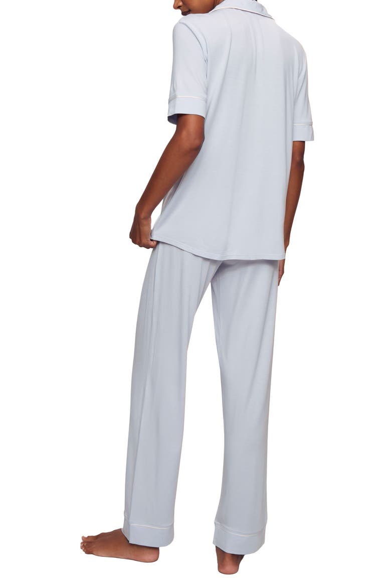 Gisele Short Sleeve Pant Pajamas, Alternate, color, ICE BLUE/ IVORY