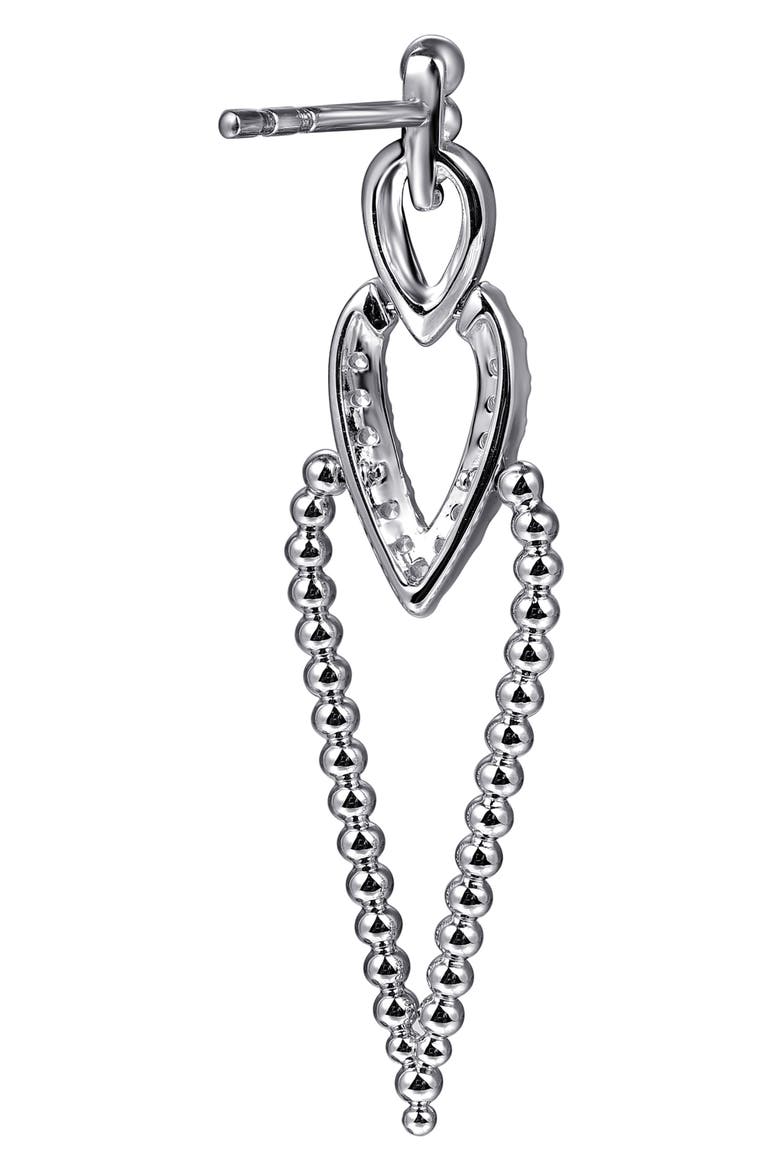 White Sapphire Drop Earrings, Alternate, color, STERLING SILVER