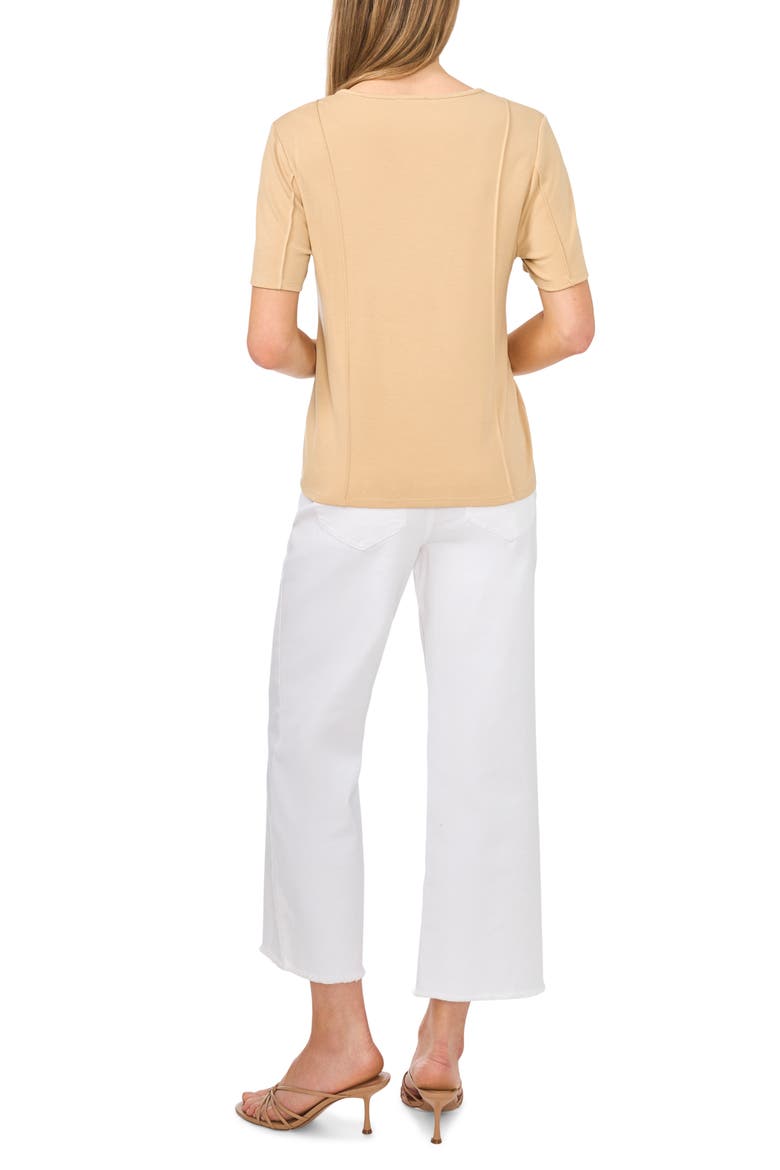 Princess Seam Short Sleeve Top, Alternate, color, PEBBLE