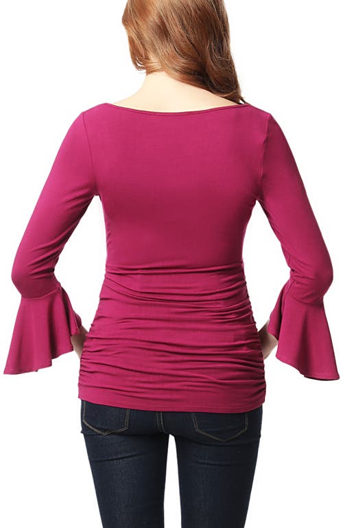Kimi & Kai Andrea Maternity Ruched Top In Berry