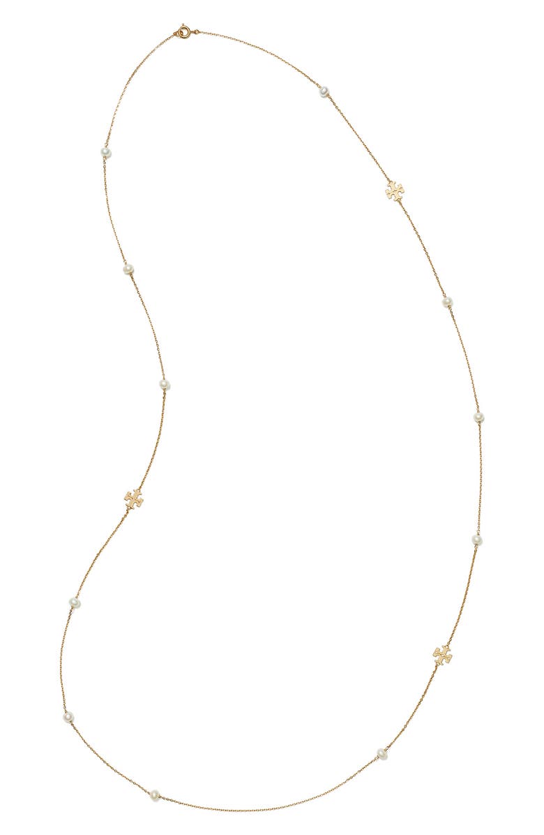 Tory Burch Long Moondance Pearl Necklace, Alternate, color, Tory Gold/ Pearl