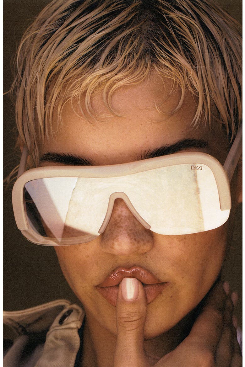 Afters Shield Sunglasses, Alternate, color, AFTERS MILKY CREAM / LIGHT BRO