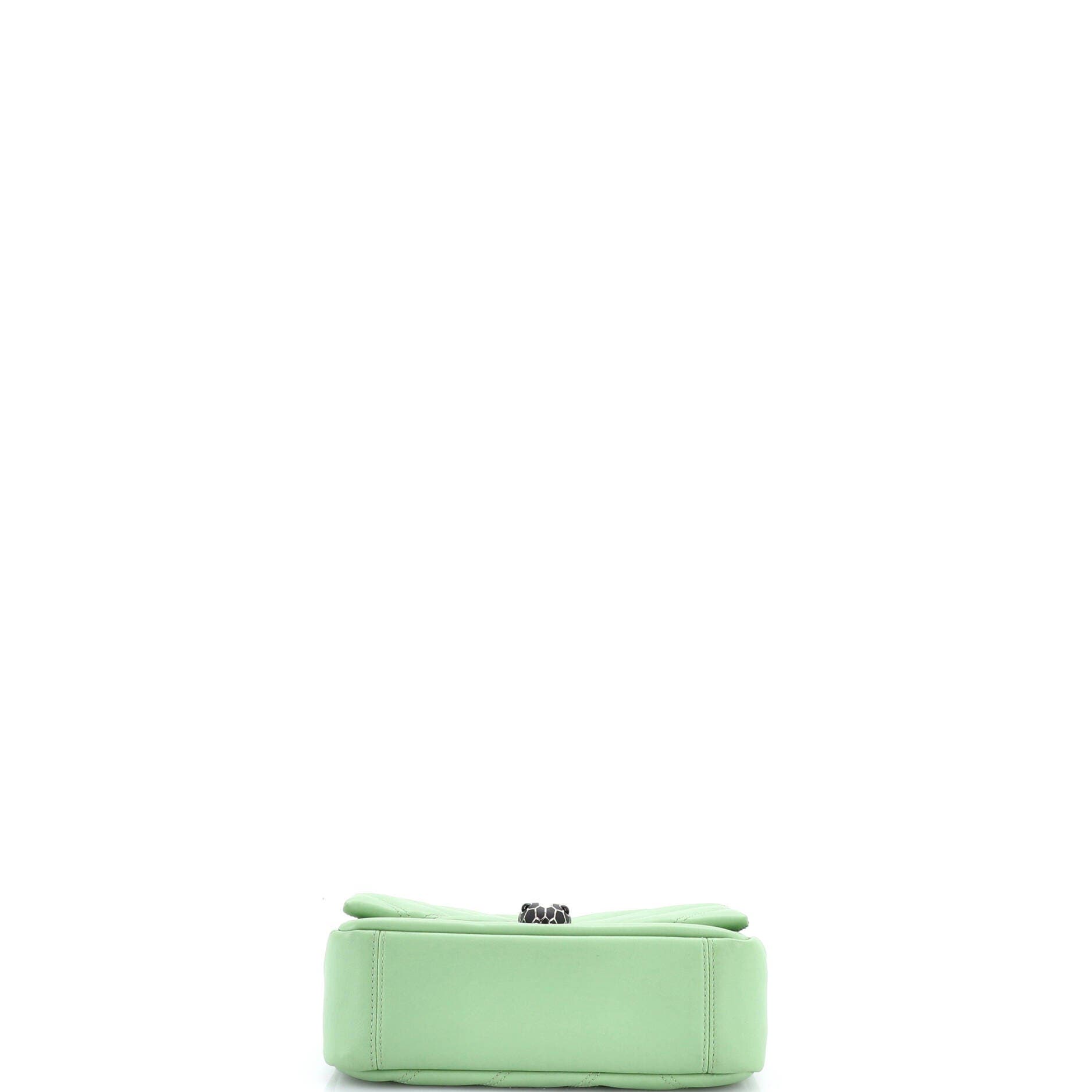 Serpenti Cabochon Shoulder Bag Diagonal Quilted Leather Small, Alternate, color, Green