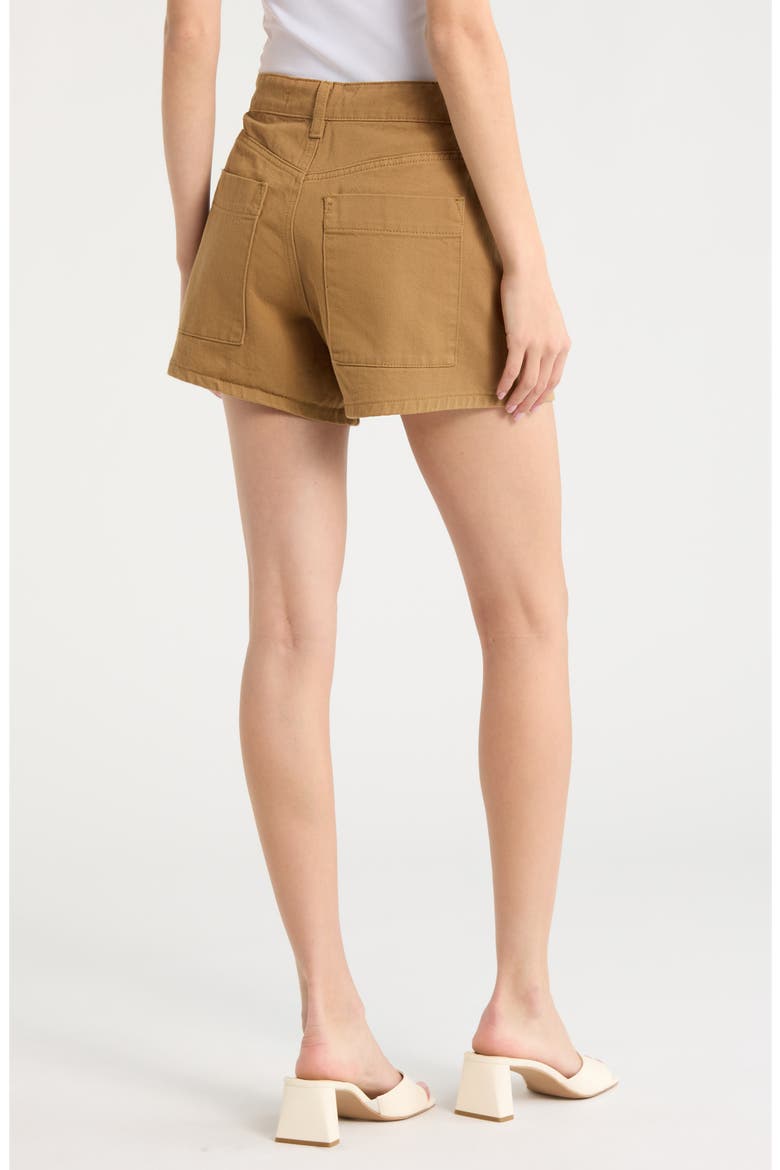 Drawstring Waist Pleated Cotton Twill Shorts, Alternate, color, ICED TEA