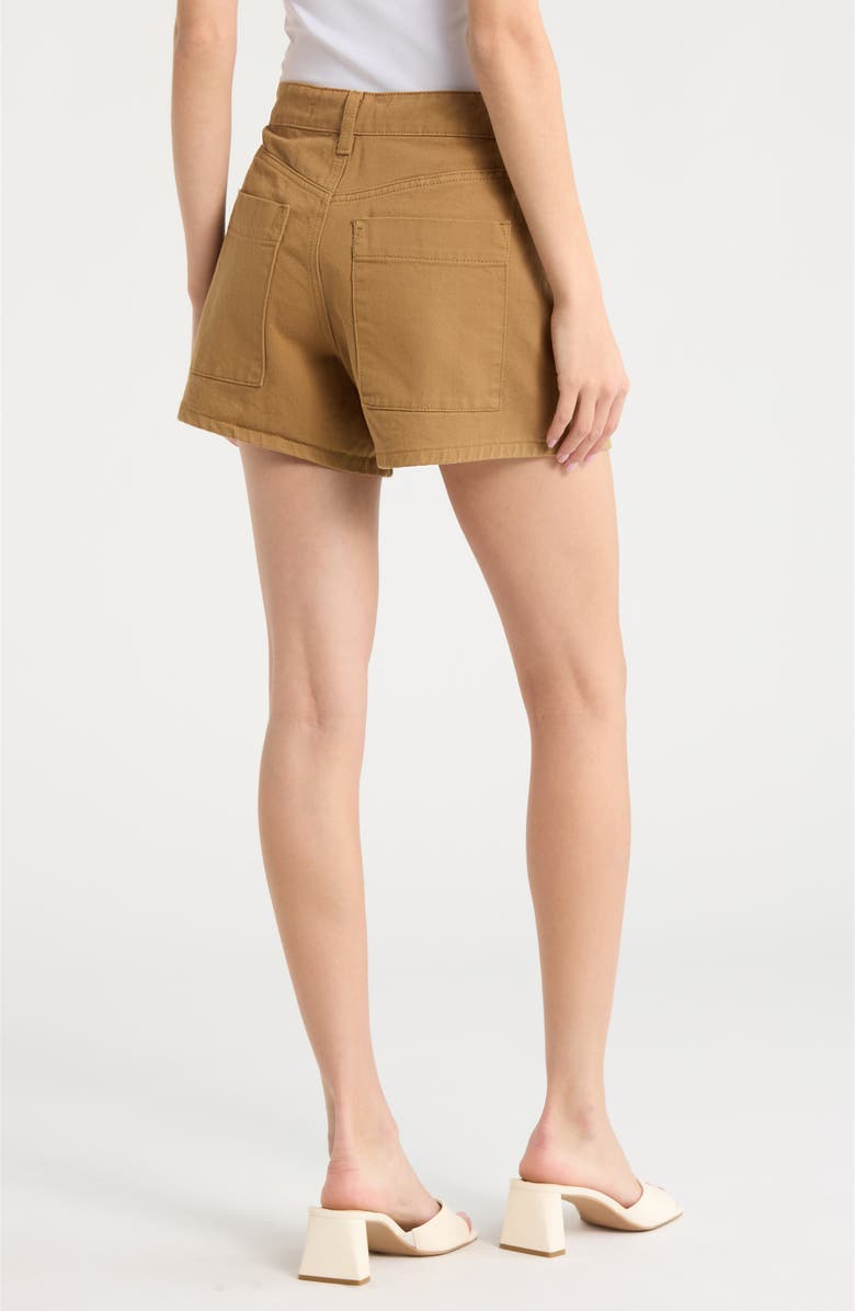 BLANKNYC Drawstring Waist Pleated Cotton Twill Shorts, Alternate, color, Iced Tea