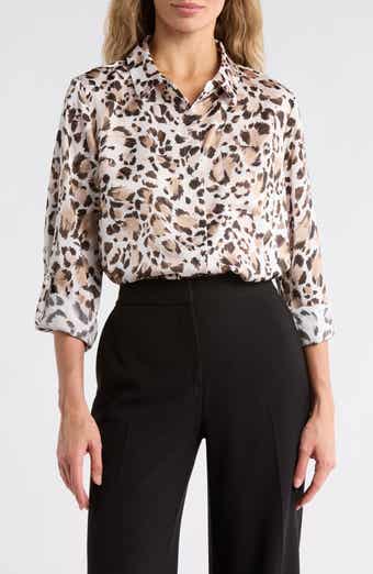 Printed Satin Roll Tab Top
