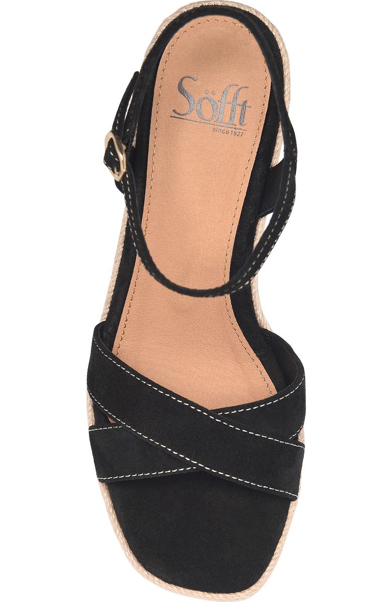 Söfft Neely Ankle Strap Platform Espadrille Sandal, Alternate, color, Black Suede