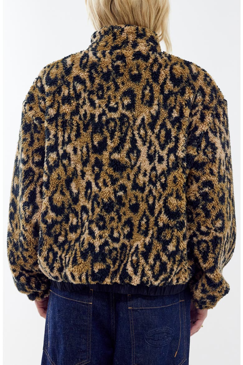 Print Fleece Boxy Jacket, Alternate, color, LEOPARD