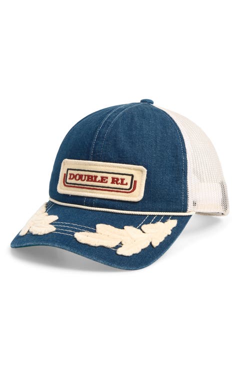 Logo Patch Snapback Denim Trucker Hat