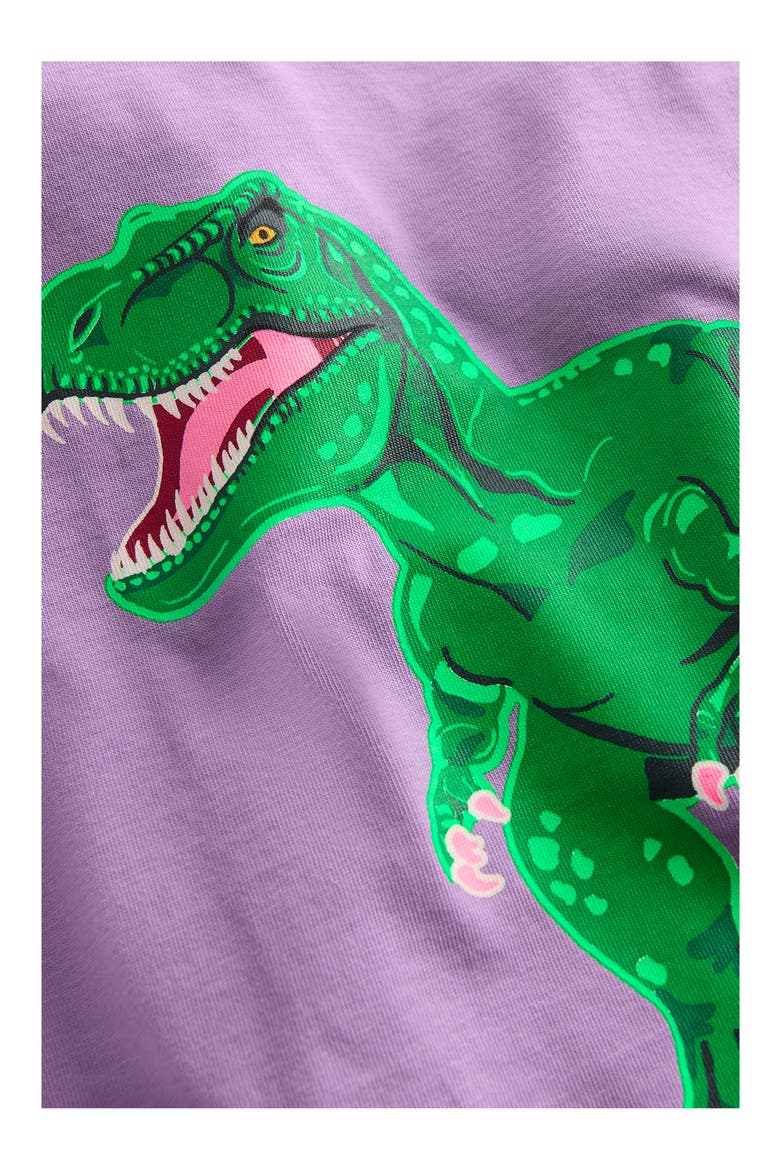 Kids' Glow in the Dark Cotton Graphic T-Shirt, Alternate, color, CHALK VIOLET DINO SKELETON