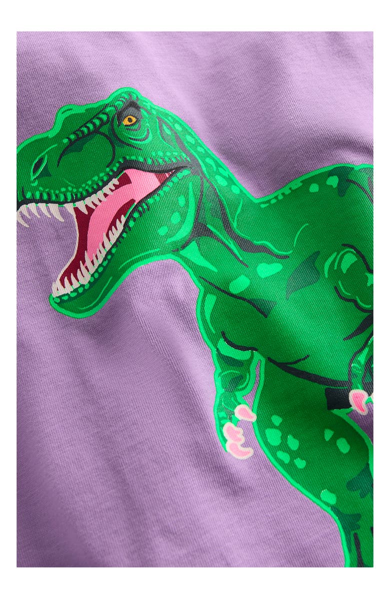Mini Boden Kids' Glow in the Dark Cotton Graphic T-Shirt, Alternate, color, Chalk Violet Dino Skeleton