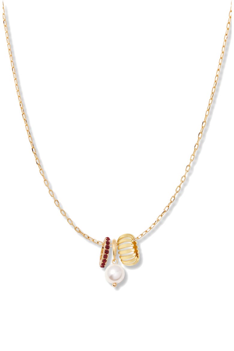 Gaby Faux Pearl & Birthstone Multipendant Necklace, Main, color, GOLD/ JANUARY