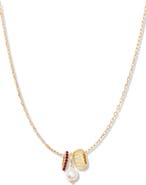 Brook and York Gaby Faux Pearl & Birthstone Multipendant Necklace