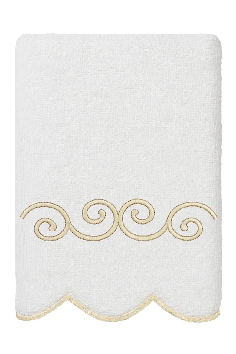 6-Piece Symmetra Embroidered Turkish Cotton Towel Set, Alternate, color, WHITE/ BEIGE