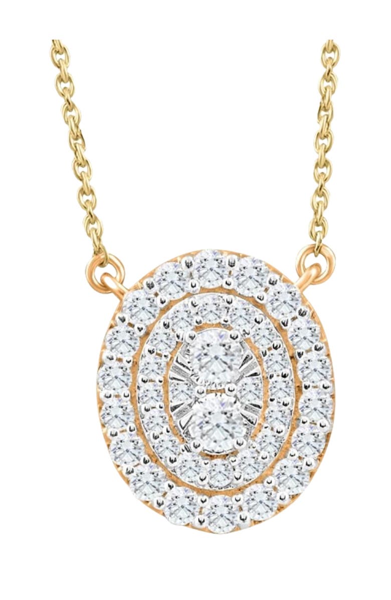Bliss Diamond .85Ct Oval Diamond Halo Pendant Women's Gold Necklace 14mm Tall Lab Grown, Main, color, 10K Yellow Gold