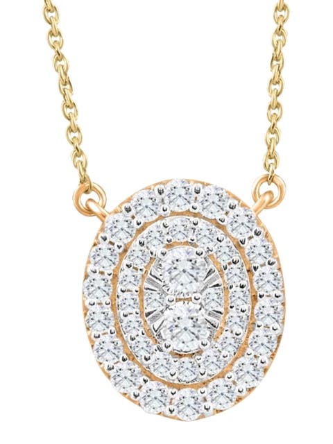 .85Ct Oval Diamond Halo Pendant Women's Gold Necklace 14mm Tall Lab Grown