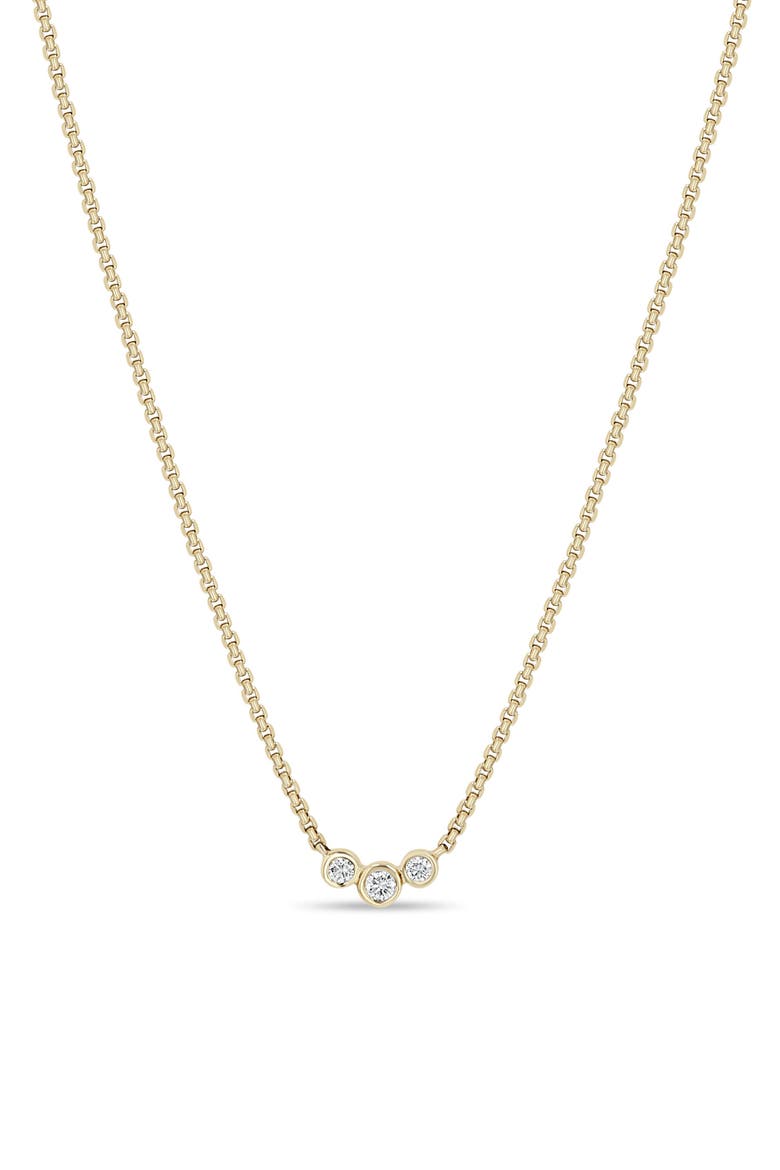 Diamond Bezel Box Chain Necklace, Main, color, 14K YELLOW GOLD