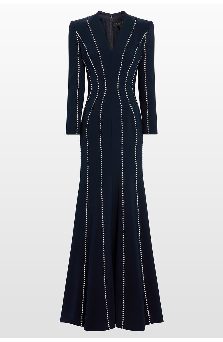 Jenny Packham Victoire Rhinestone-Embellished Maxi Gown, Main, color, Ink