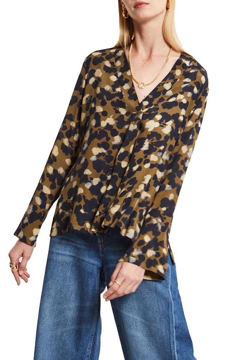 ottod'Ame Patterned Satin Shirt, Main, color, Brown