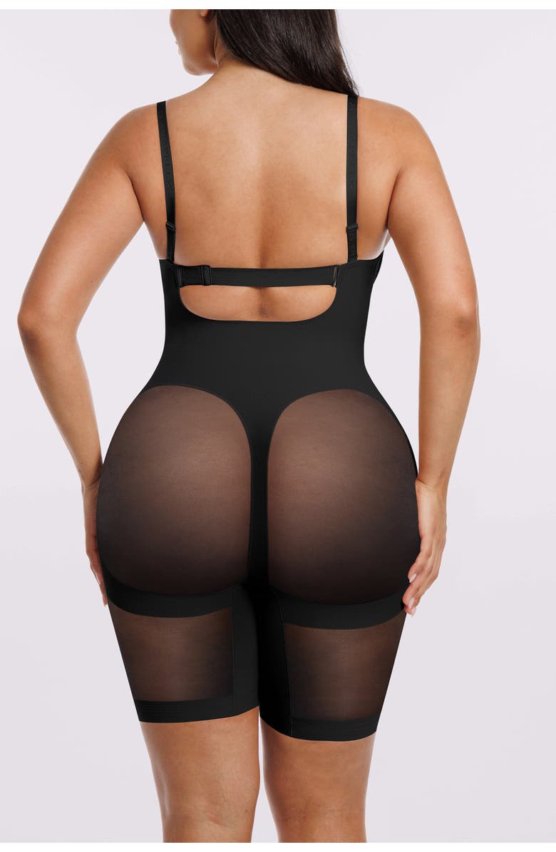 Shapellx Women Body Shaper Low Back Mid-Thigh Bodysuit, Alternate, color, Black