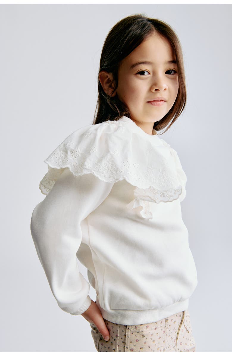 H&M Frill-trimmed Sweatshirt, Alternate, color, White
