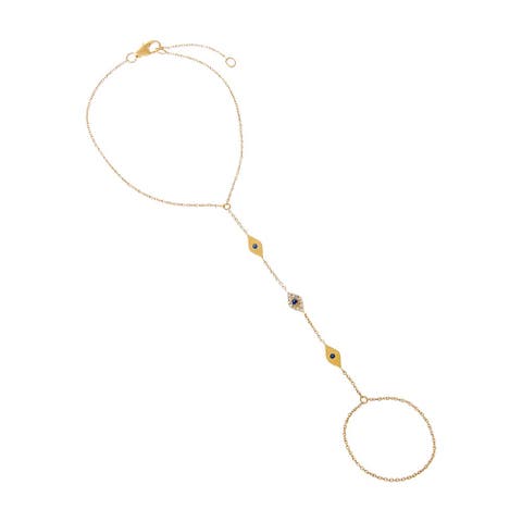 Diamond Multi Evil Eye Hand Chain 14K