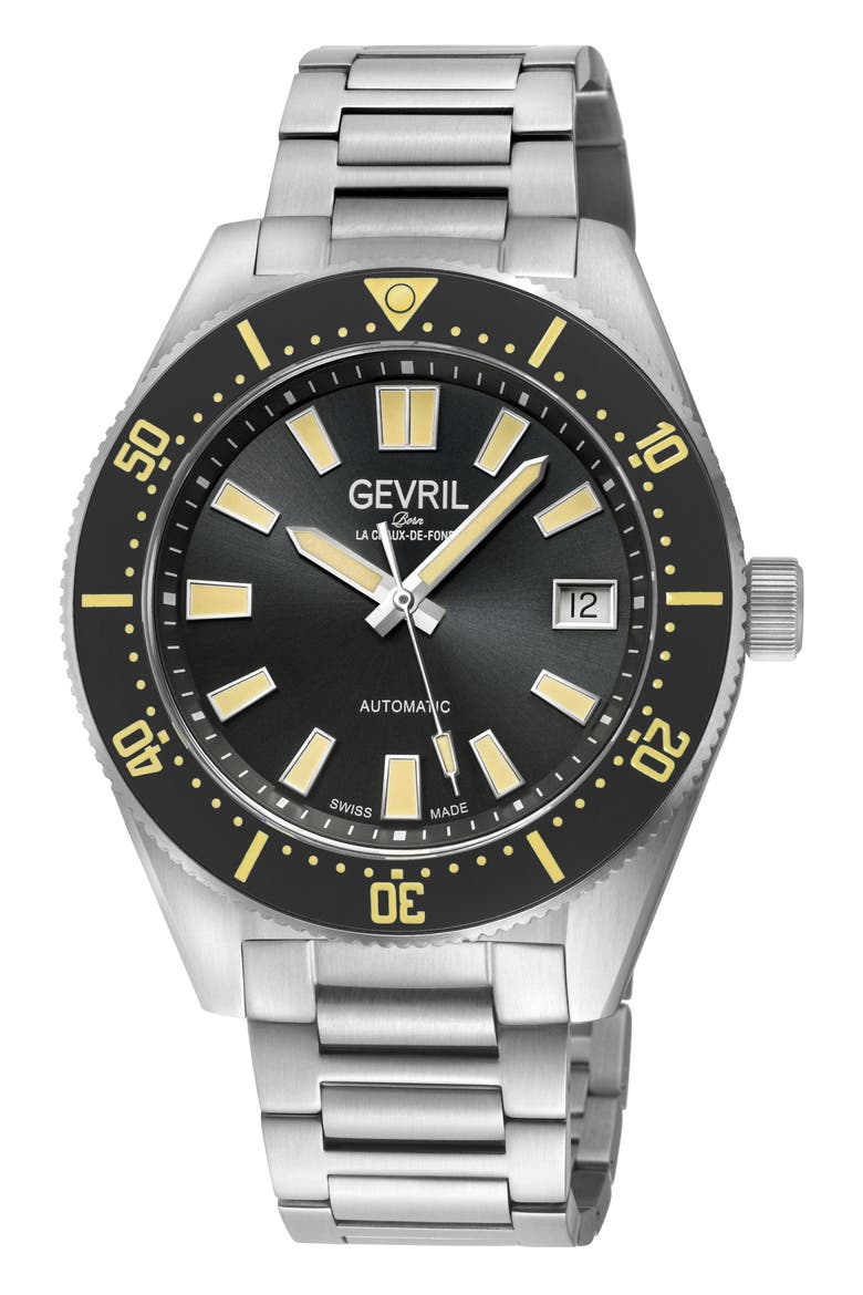 Mariner Row Automatic Bracelet Watch, Main, color, SILVER