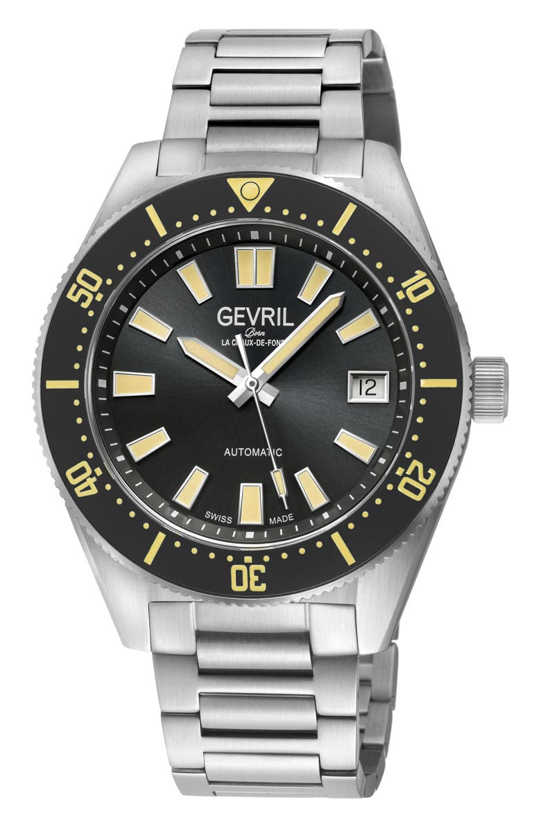 GEVRIL Mariner Row Automatic Bracelet Watch, Main, color,