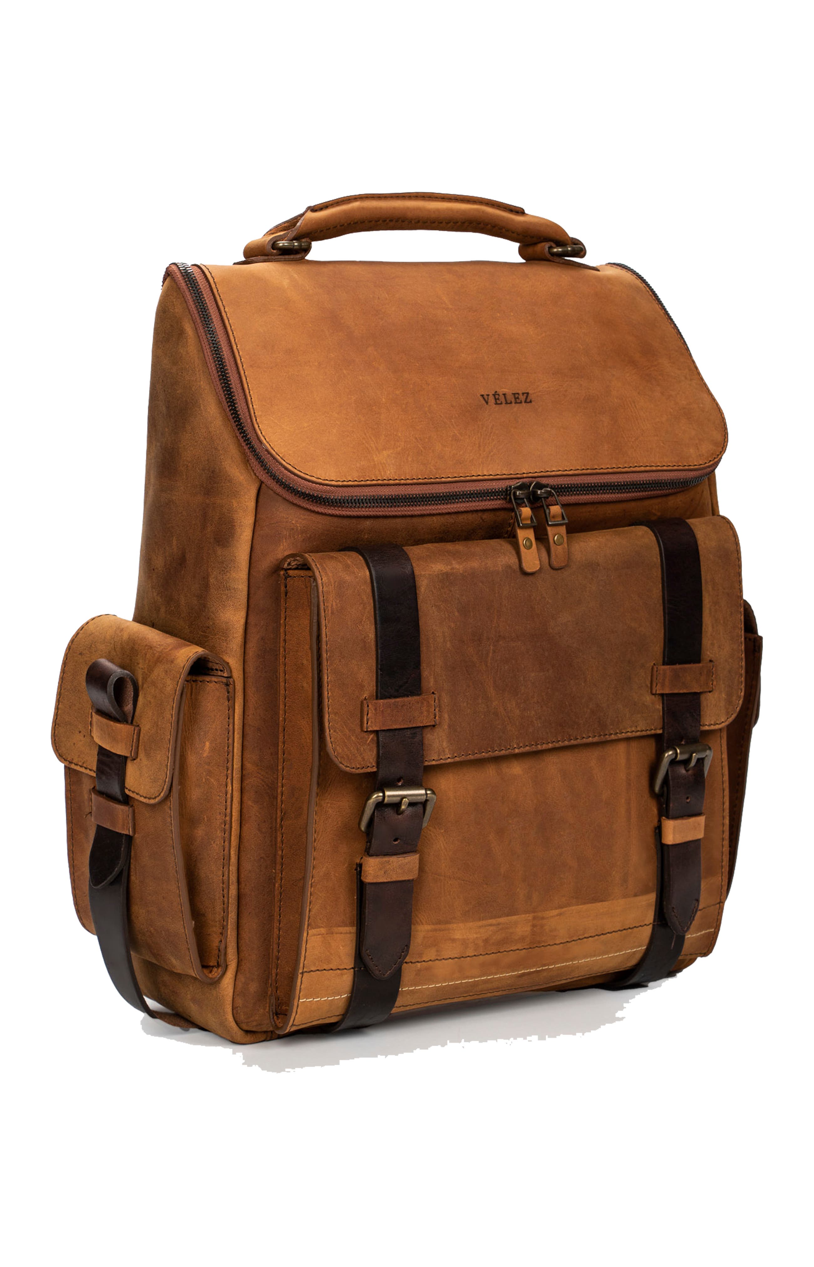Velez Archaeology Men Backpack in Vintage Leather, Alternate, color, 