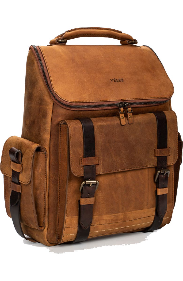 Velez Archaeology Men Backpack in Vintage Leather, Alternate, color,