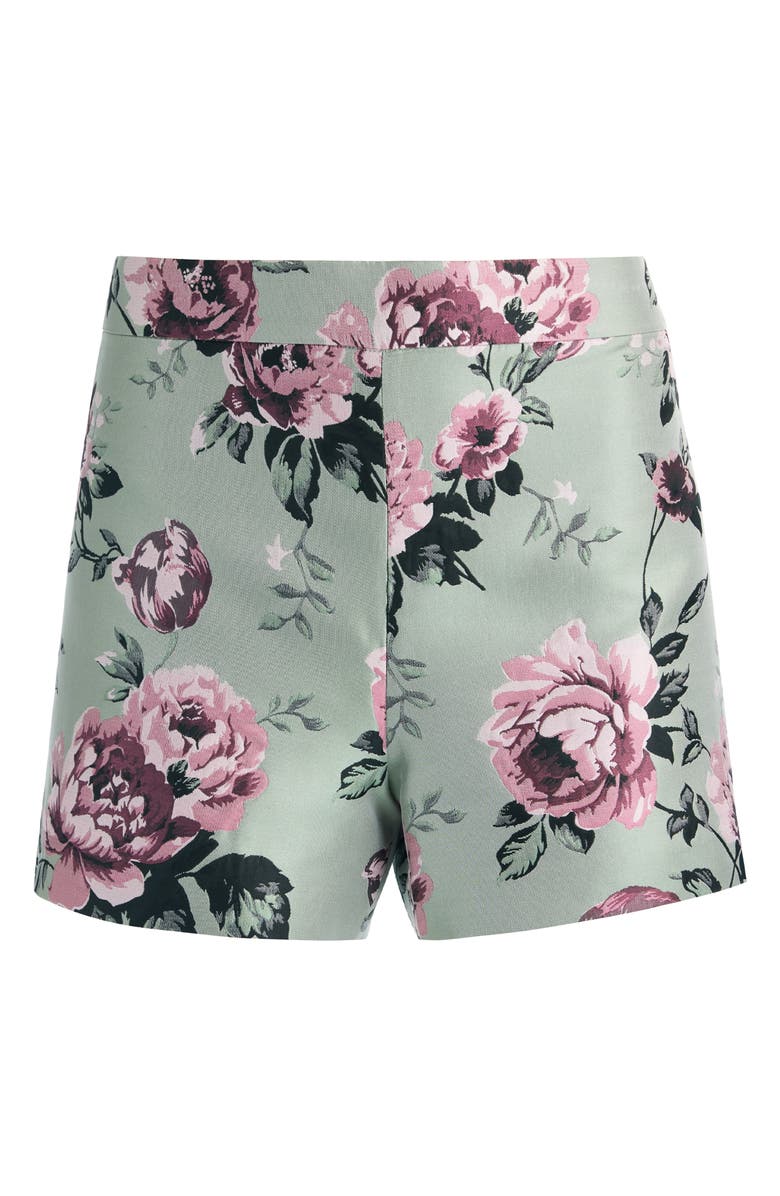 Alice + Olivia Hera Floral High Waist Shorts, Main, color, Sage Multi