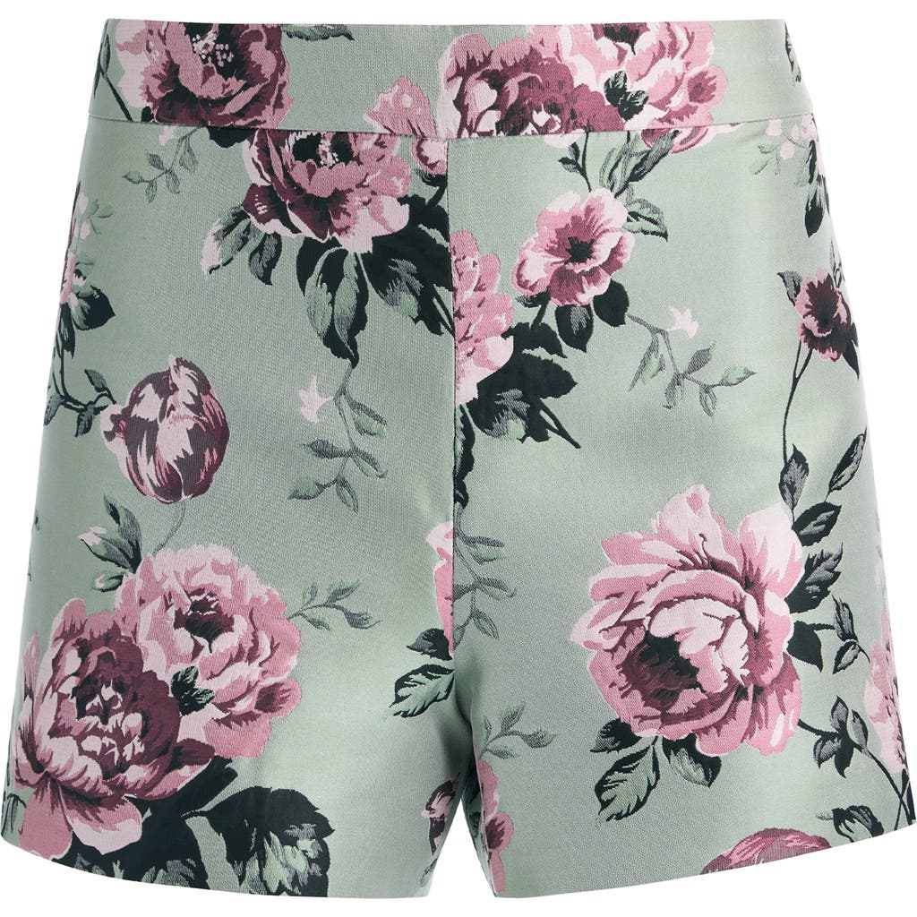 Alice And Olivia Alice + Olivia Hera Floral High Waist Shorts In Gray