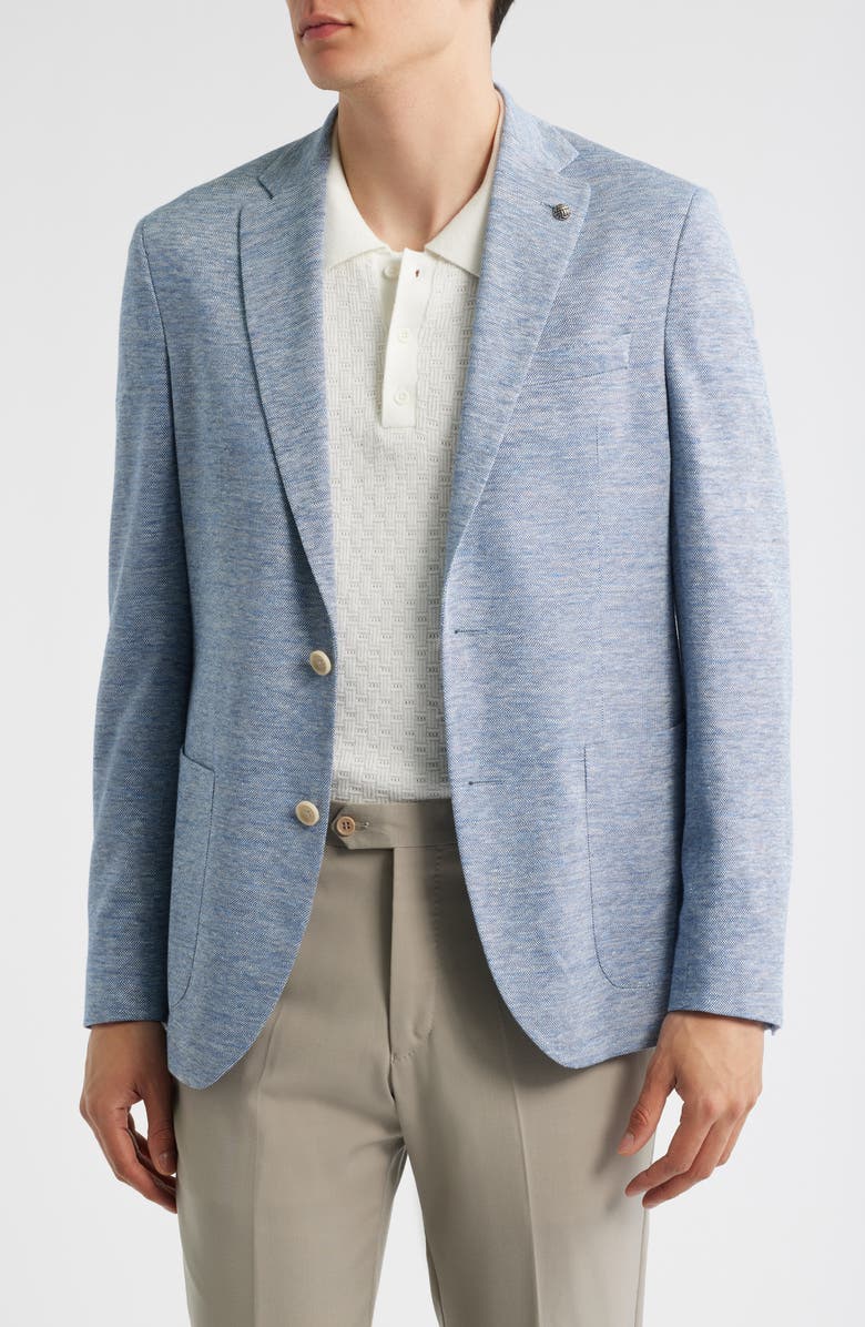 Jack Victor Hampton Light Blue Mélange Knit Linen & Wool Blend Sport Coat, Main, color, Light Blue