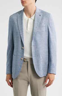 Jack Victor Hampton Light Blue Mélange Knit Linen & Wool Blend Sport Coat