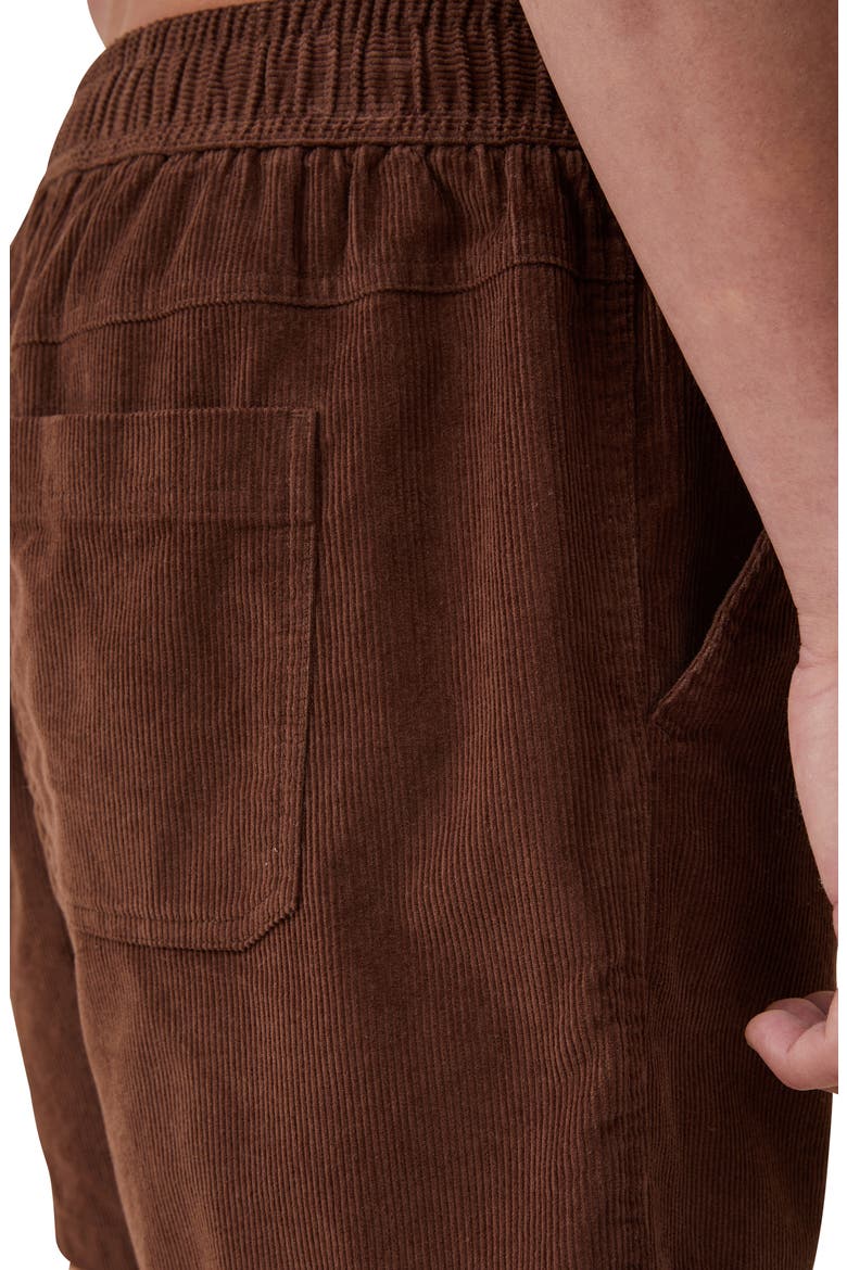 Easy Cotton Blend Drawstring Shorts, Alternate, color, CHOCOLATE CORDUROY