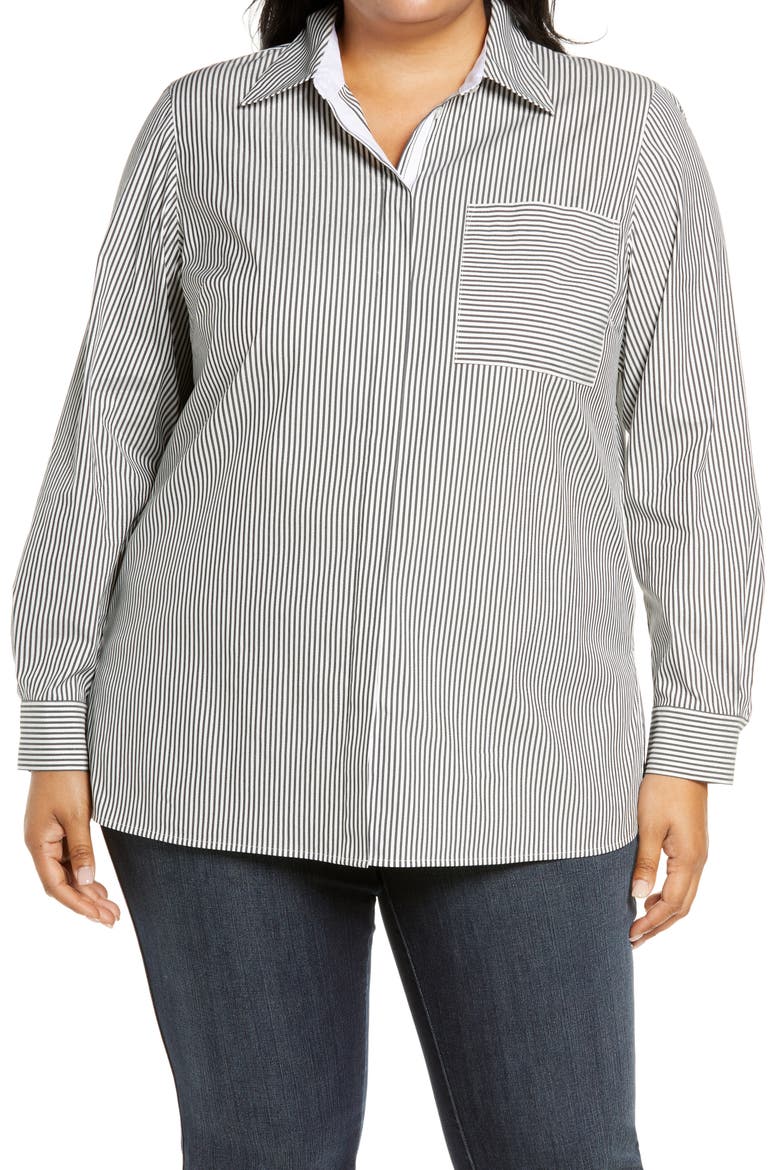 Ruxton Stripe Cotton Blend Shirt, Main, color, CASTLE GREY MULTI