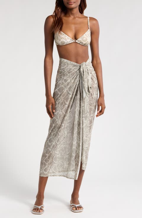 Snakeskin Print Mesh Sarong (Regular & Plus)
