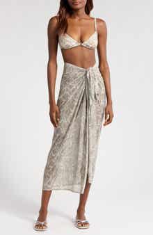 Good American Snakeskin Print Mesh Sarong