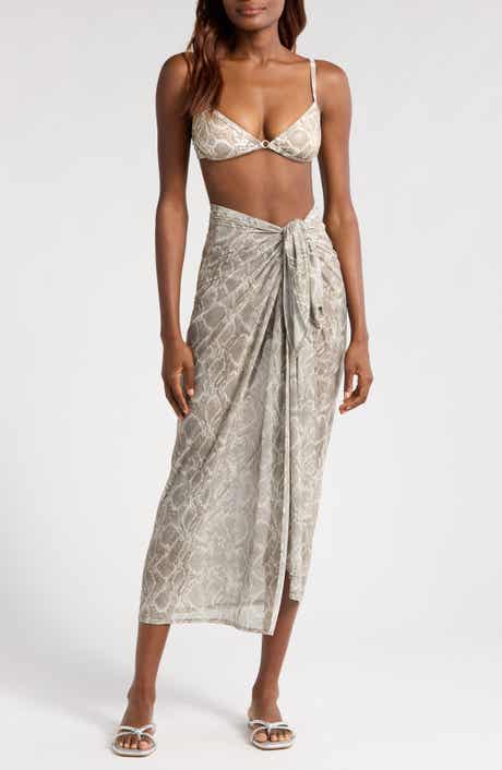 Good American Snakeskin Print Mesh Sarong